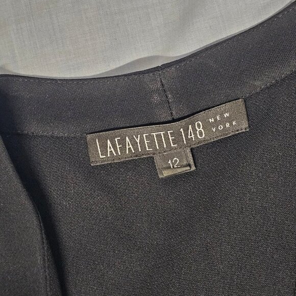 Lafayette 148 New York Crossover Dress Women Size 12 Black No belt included - Picture 4 of 11